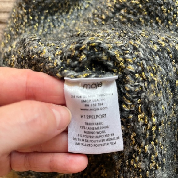 Maje Black, Blue, and gold metallic wool blend Crew Neck Sweater - Picture 3 of 6